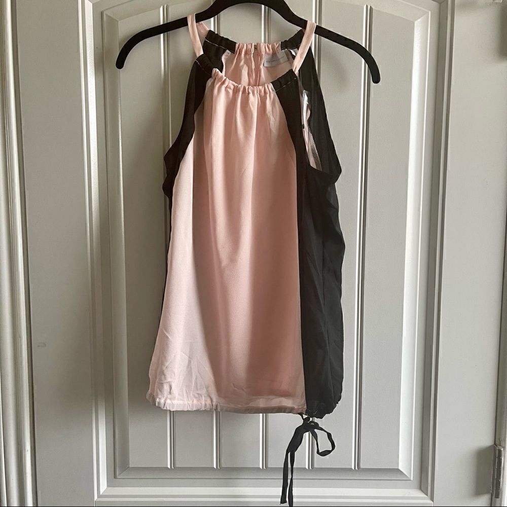 New York & Company Pink Black Colorblock Drawstring Tank Top XS NWT
